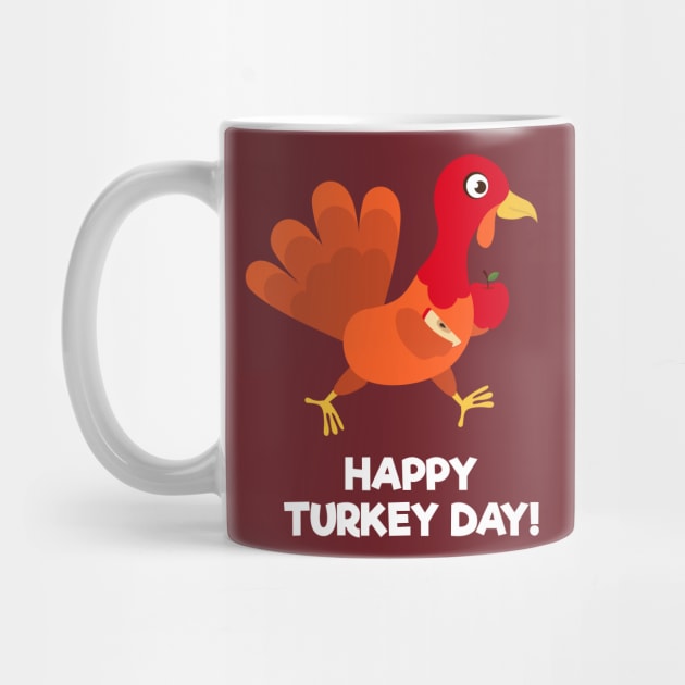 Happy Turkey Day With Turkey Holding an Apple by Dendisme_Art